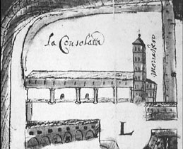 Disegno del 1640 rappresentante il quartiere di Porta Pusterla